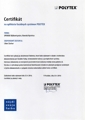 Certifikát na aplikáciu fasádnych systémov POLYTEX